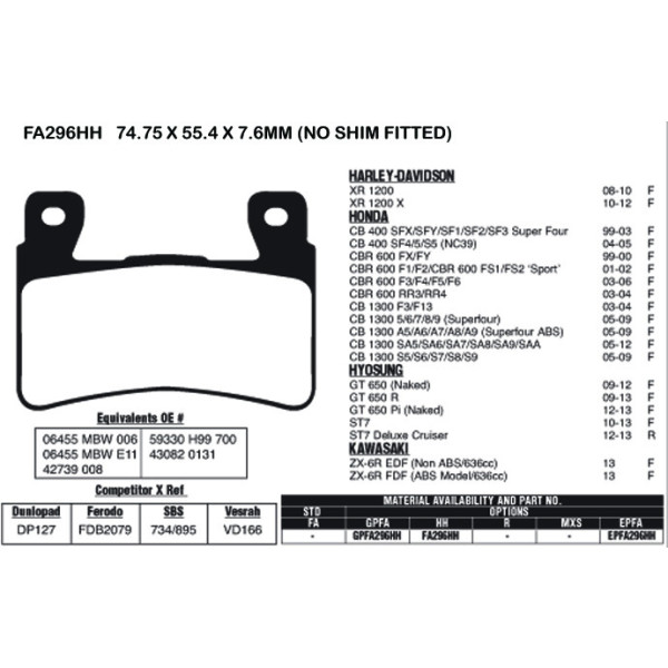 EBC EBC Brake Pads FA296HH